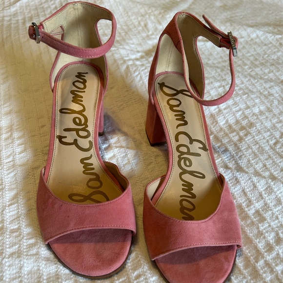 Women’s Pink Sam Eldelman Chunky Heels - Picture 1 of 4